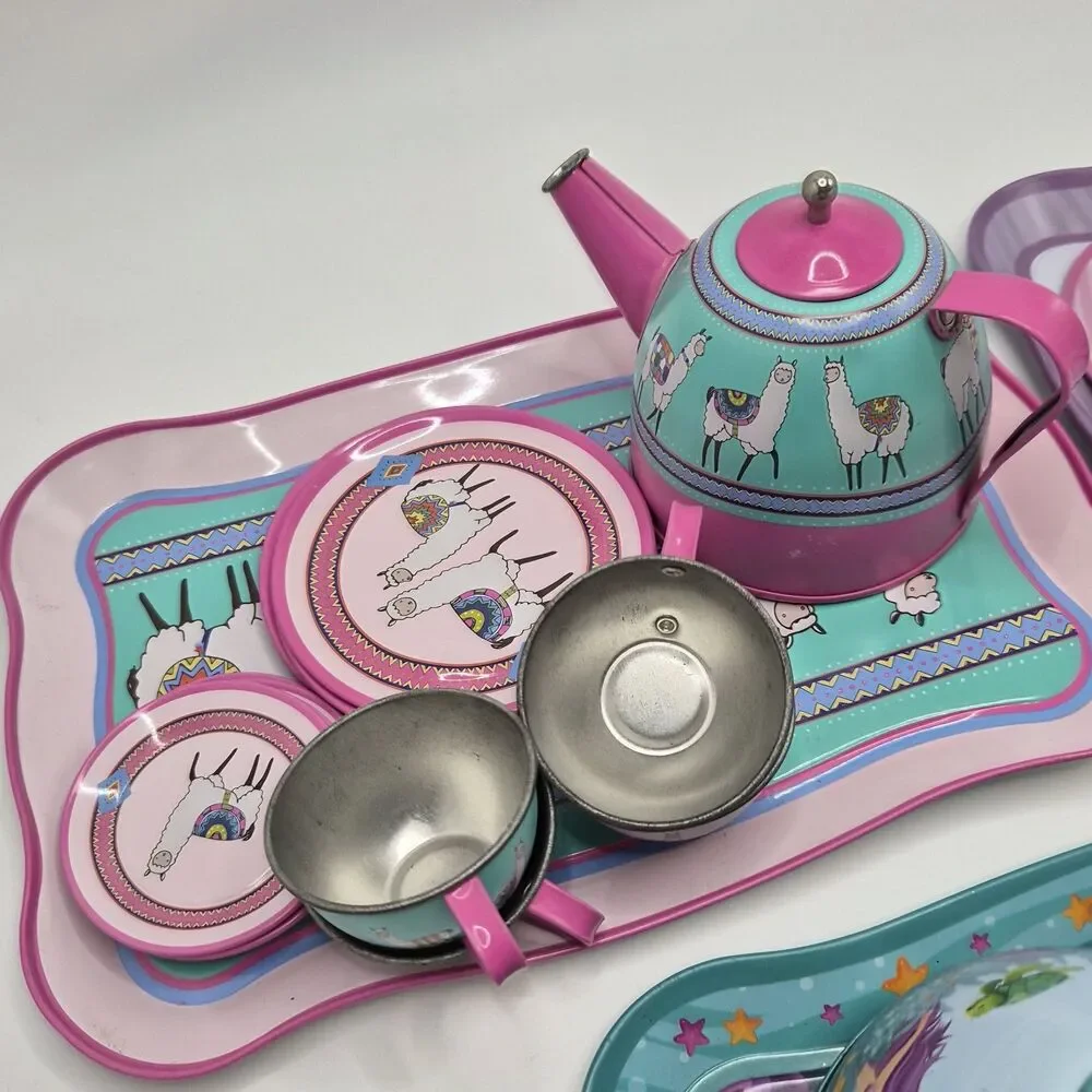 Set Of 3 Girl Tea Time Set For Replacement Mermaid, Unicorn, Llama Pretend Play